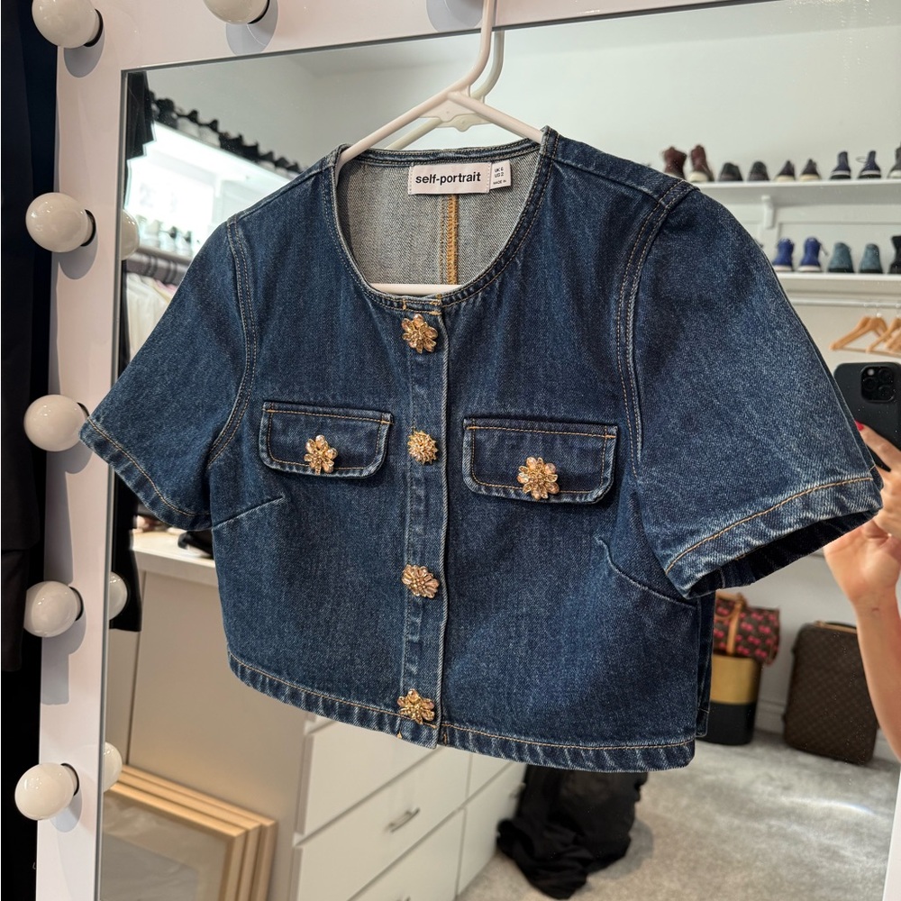 Self-Portrait Blue Denim Jacket